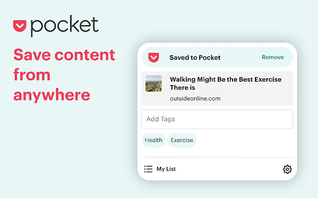 screenshot of Save to Pocket extension