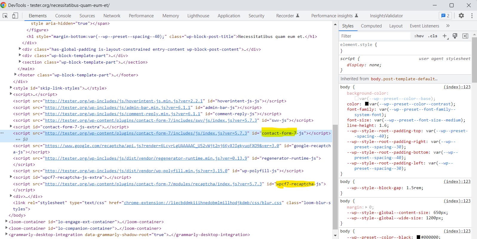 screenshot of source code