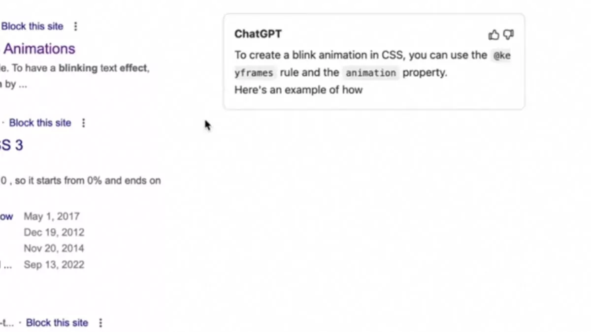 Screenshot of ChatGPT for Google