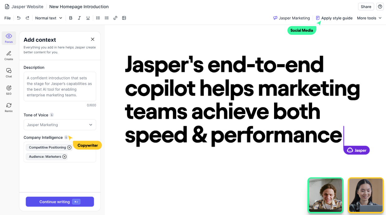 Jasper AI screenshot